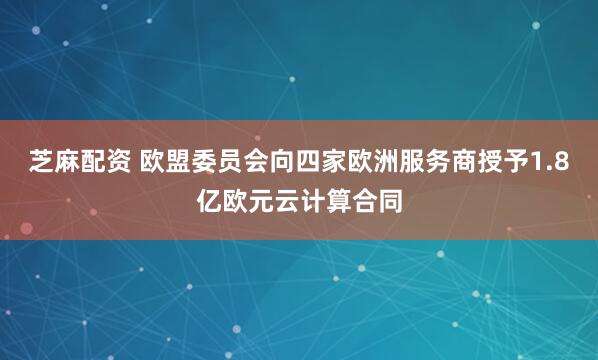 芝麻配资 欧盟委员会向四家欧洲服务商授予1.8亿欧元云计算合同